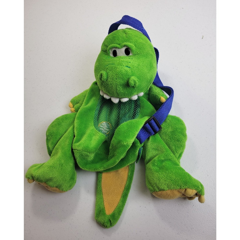 Stephen Joseph Dinosaur Silly Sac Green T-Rex Plush Zippered Children's Backpack
